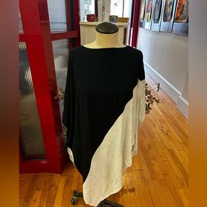White House Black Market Black and White Poncho